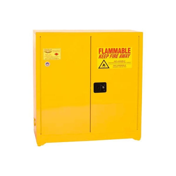 Justrite 40 gal, 3 Shelves, 18-Gauge Steel, 43 in W x 44 in H x Yellow YPI3010X - main